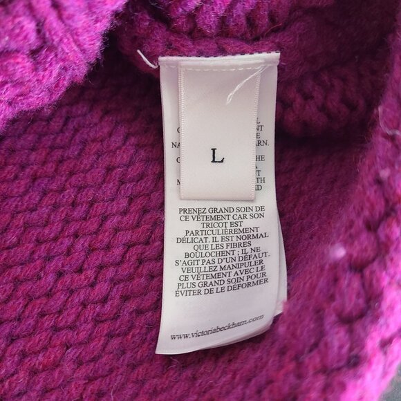 Victoria Beckham VVB Sz L Alpine Wool Cable Knit Sweater Raspberry Purple - Picture 7 of 9